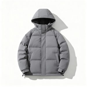 Gray Hooded Down Jacket