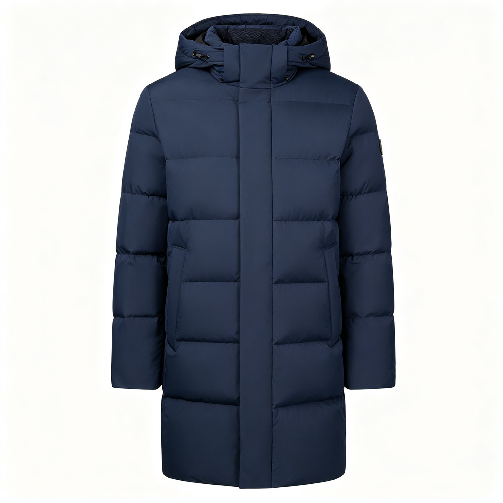 Deep Navy Mid-Length Down Jacket