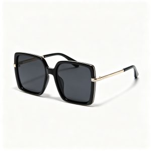 Black Metal Square Frame UV400 Sunglasses