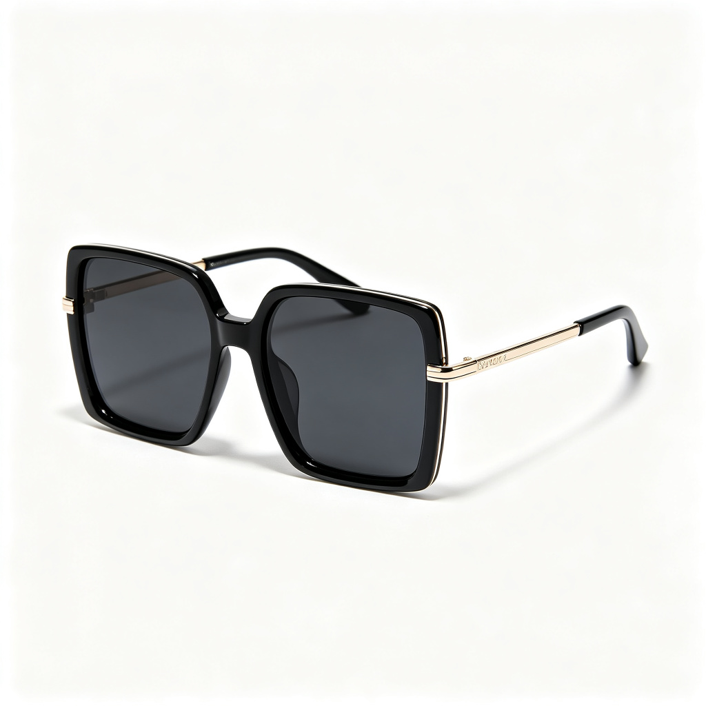 Black Metal Square Frame UV400 Sunglasses