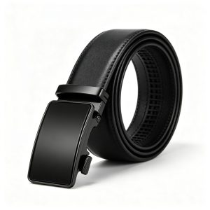 Black Leather Large Square Buckle Belt