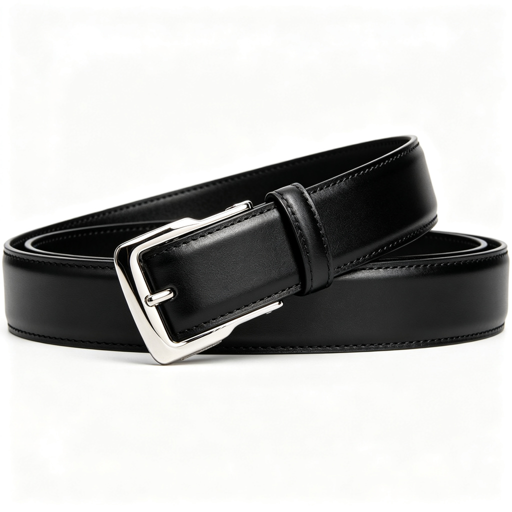 Black Leather Classic Pin Buckle Belt