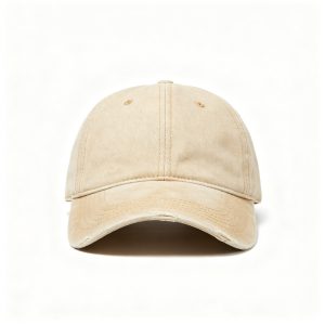 Beige Washed Distressed Baseball Cap