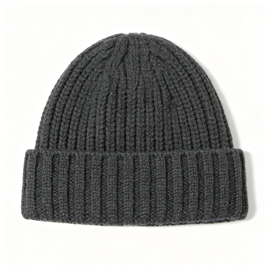 Dark Grey Chunky Ribbed Knit Beanie