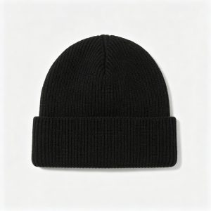 Black Ribbed Knit Cuff Beanie