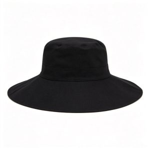 Black Wide Brim Bucket Hat