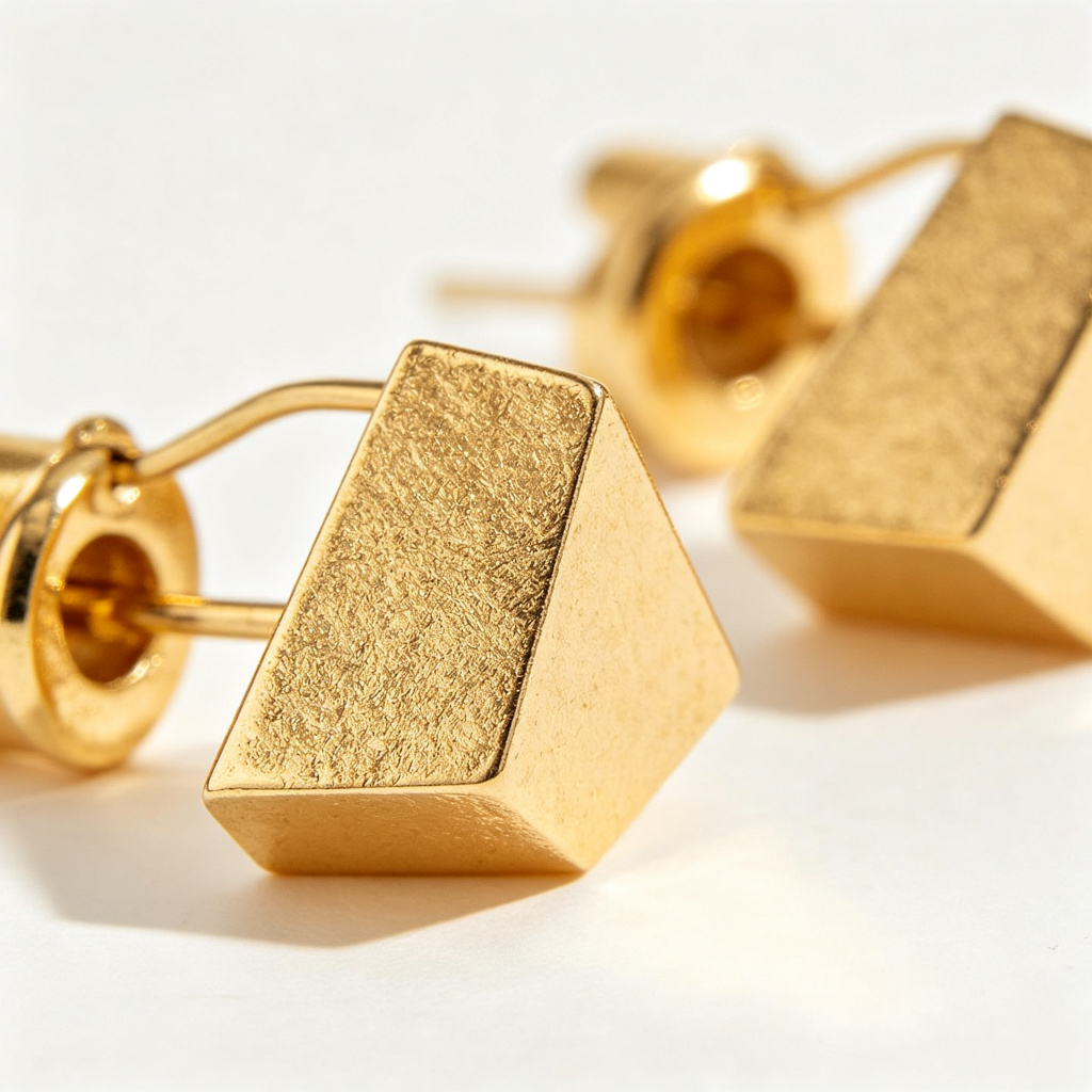 Gold Geometric Hoop Earrings - Image 2