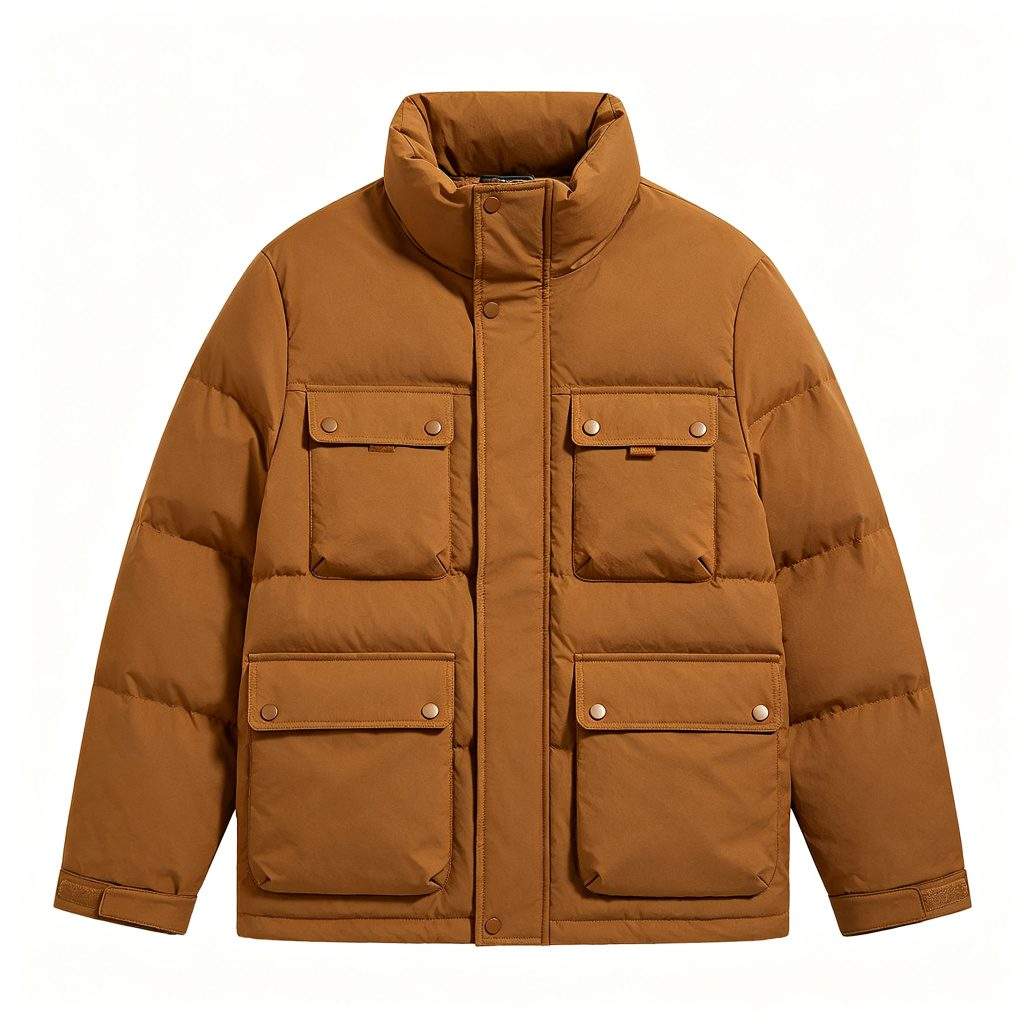 Brown Utility Down Jacket - Image 2
