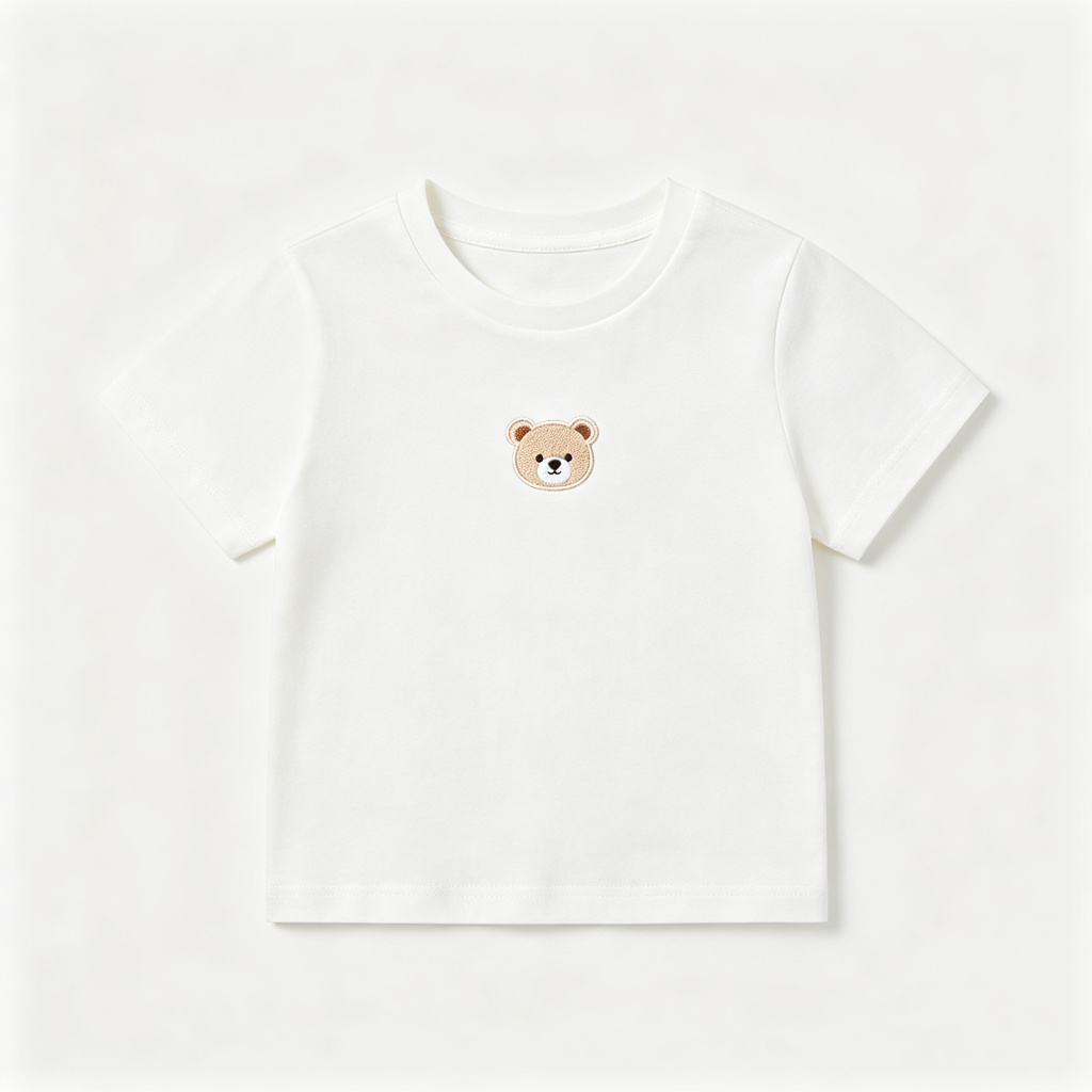 White Cute Bear Print Kids T-Shirt - Image 2