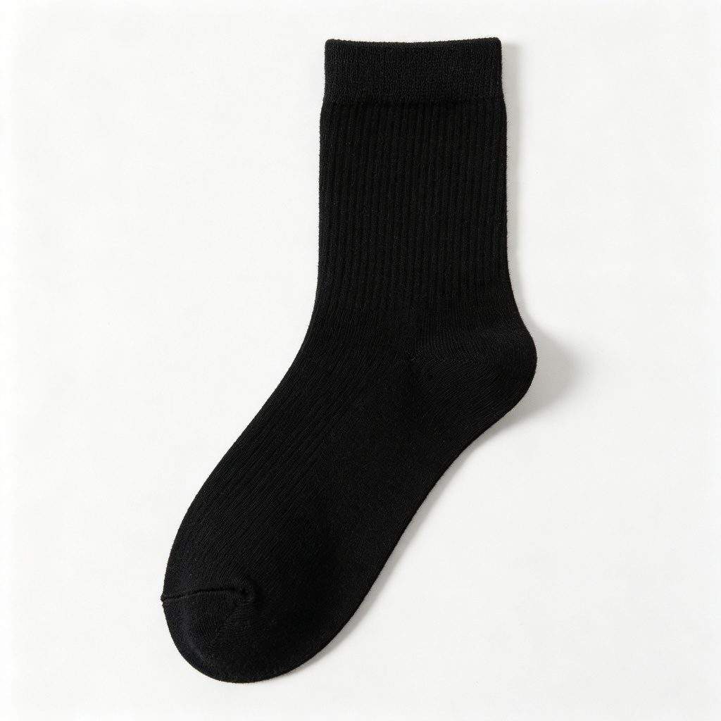 Black Cotton Mid-Calf Socks - Image 2