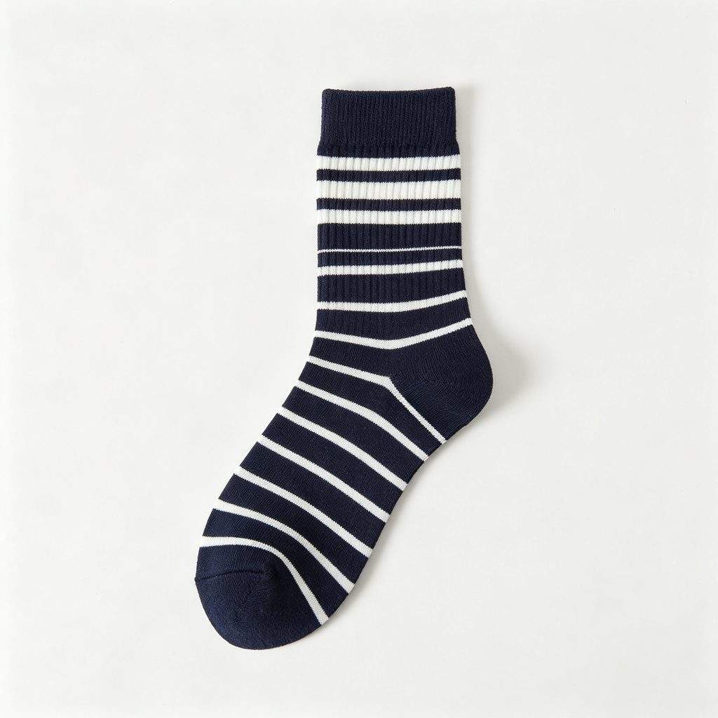 Navy Striped Mid-Calf Socks - Image 2
