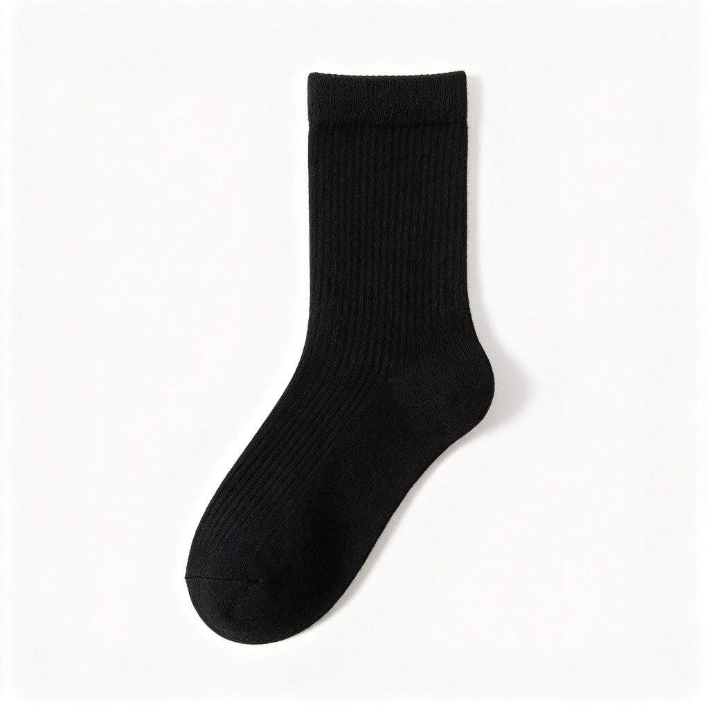 Black Cotton Mid-Calf Socks - Image 2