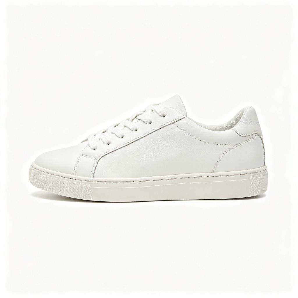 White Genuine Leather White Sneakers - Image 2