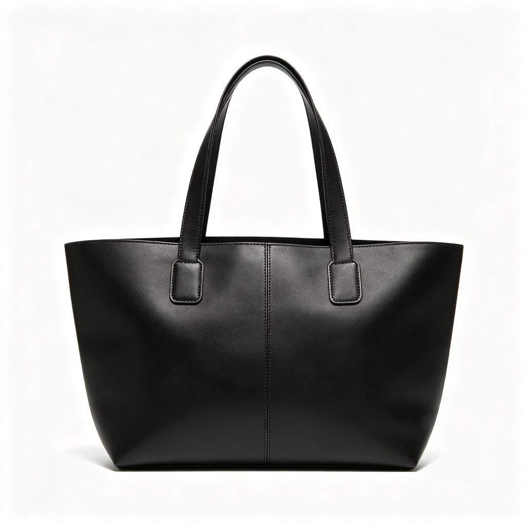 Black Genuine Leather Tote Bag - Image 2