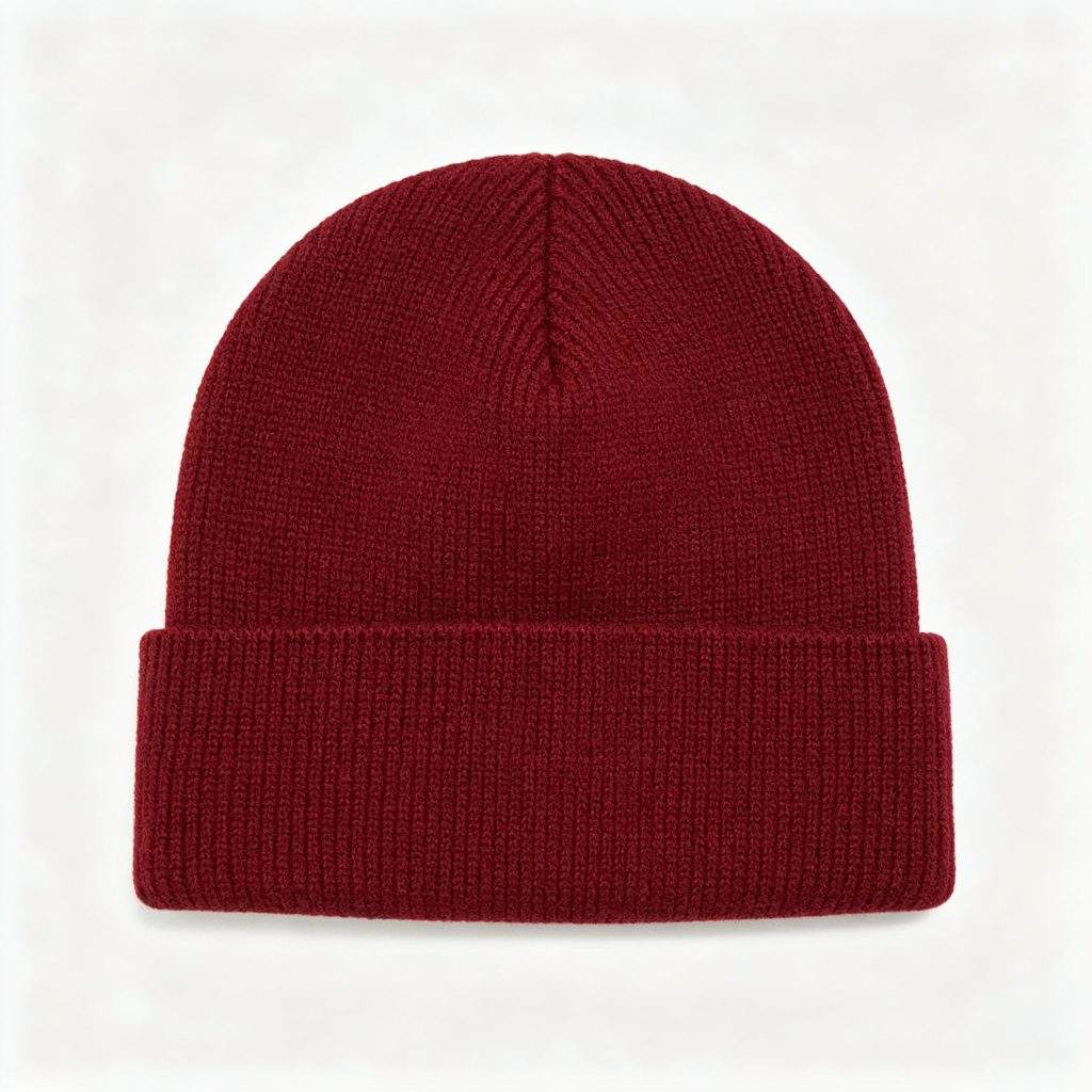 Burgundy Knitted Beanie - Image 2