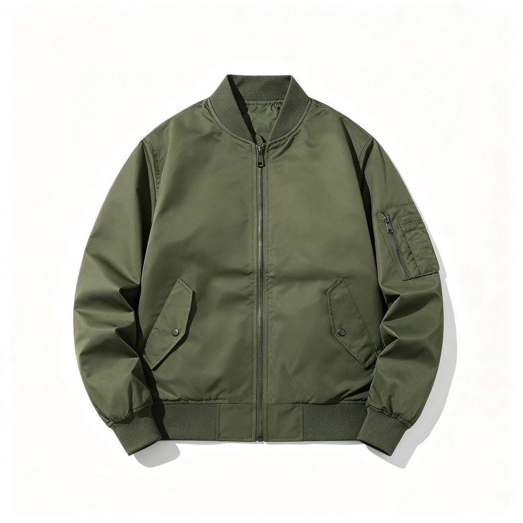 Military Green Bomber Jacket - Image 2