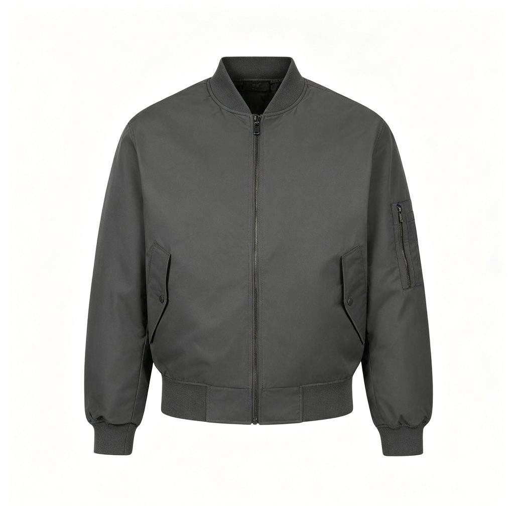 Dark Gray Bomber Jacket - Image 2