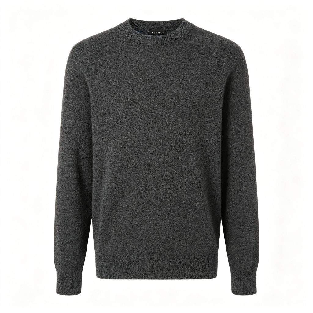 Dark Gray Crew Neck Knitted Sweater - Image 2