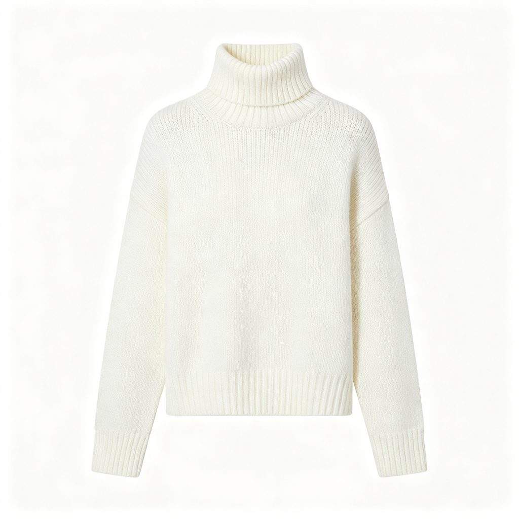 White Turtleneck Knitted Sweater - Image 2