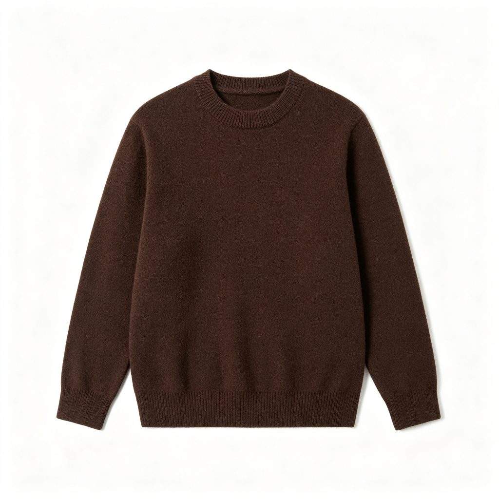 Dark Brown Crew Neck Knitted Sweater - Image 2
