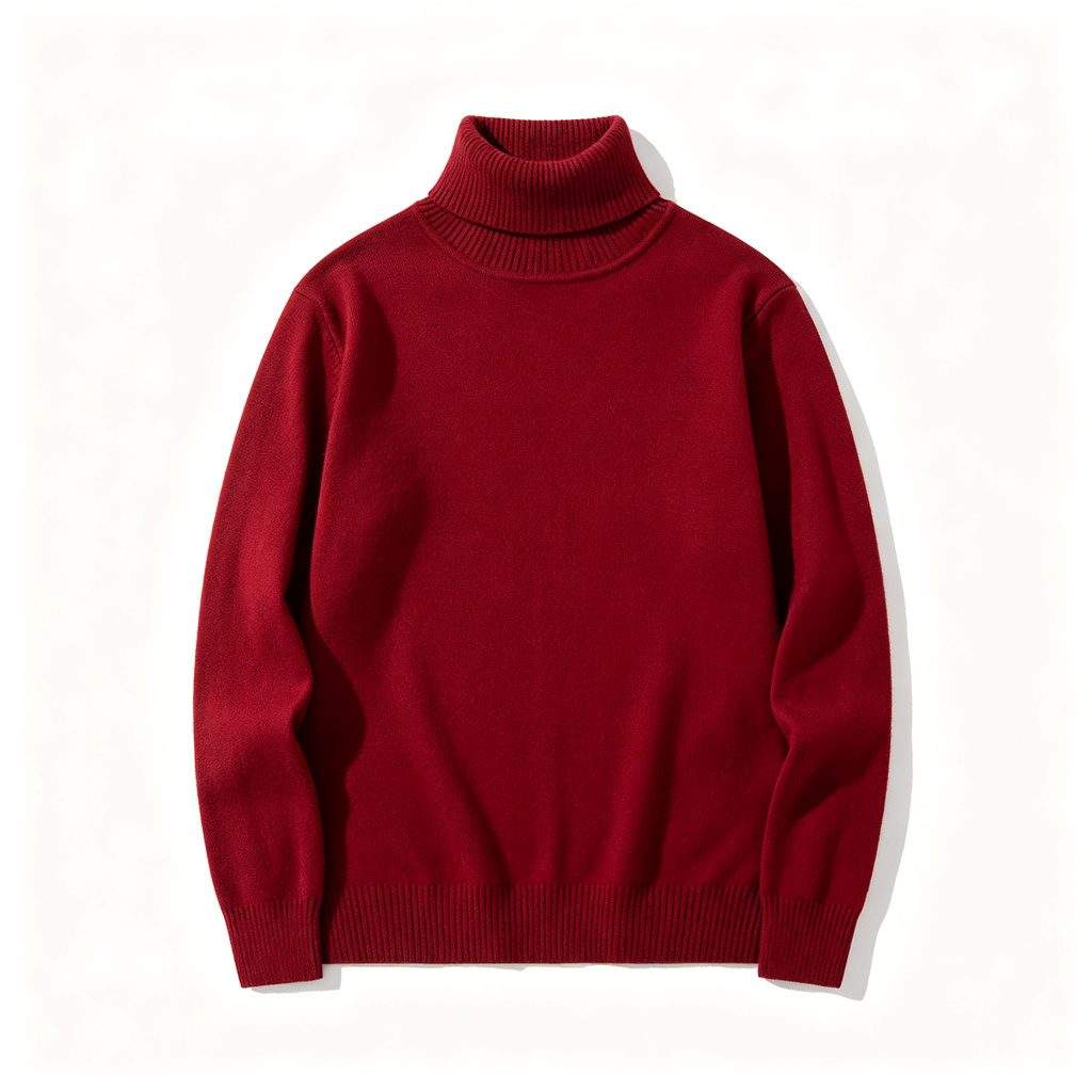 Burgundy Turtleneck Knitted Sweater - Image 2