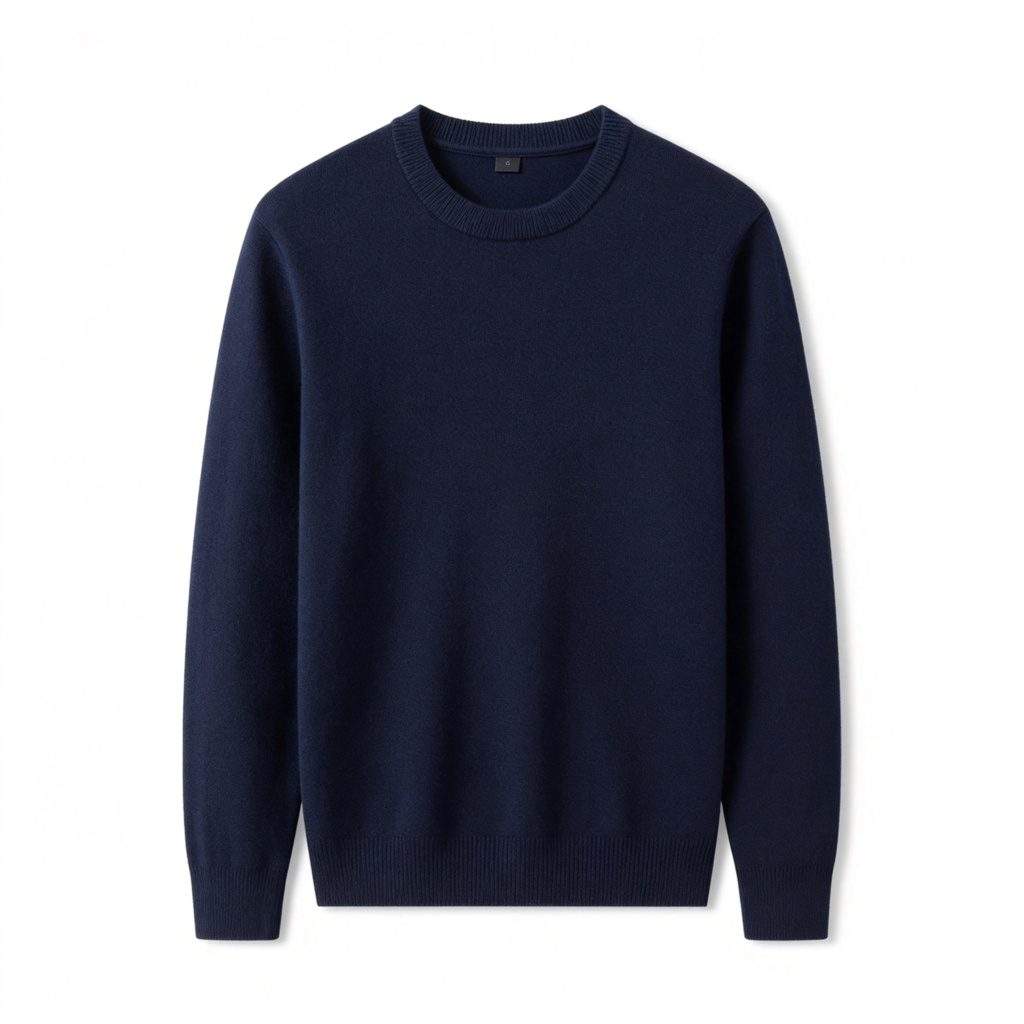 Navy Crew Neck Knitted Sweater - Image 2