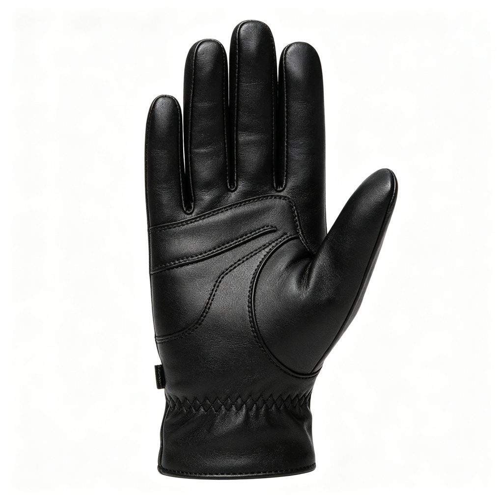 Black Genuine Leather Gloves - Image 2