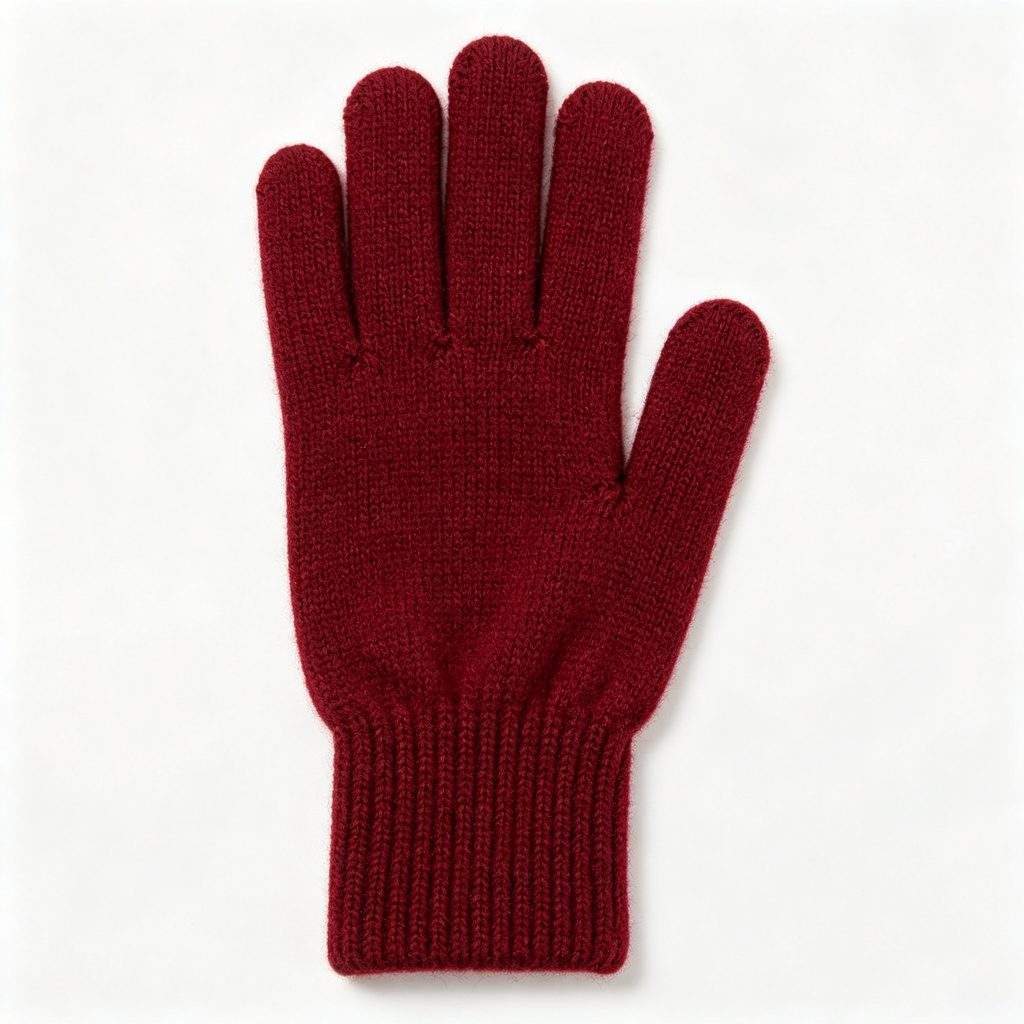 Burgundy Wool Knitted Gloves - Image 2