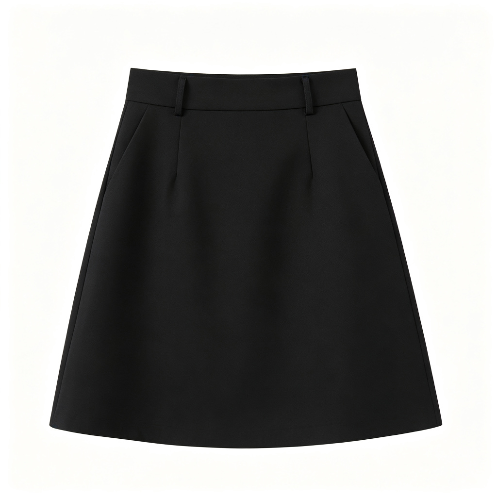Black High Waist A-Line Skirt - Image 2