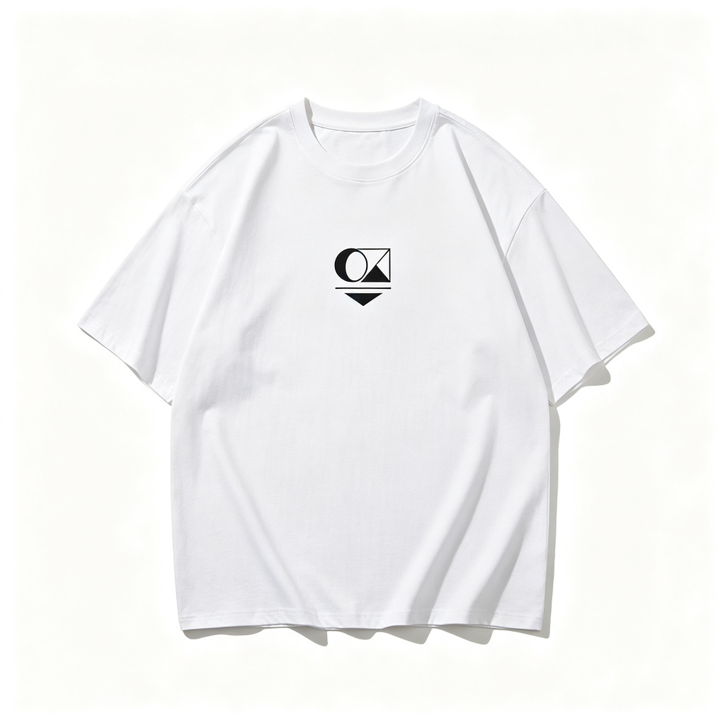 White Abstract Geometric Print Short Sleeve T-Shirt - Image 2