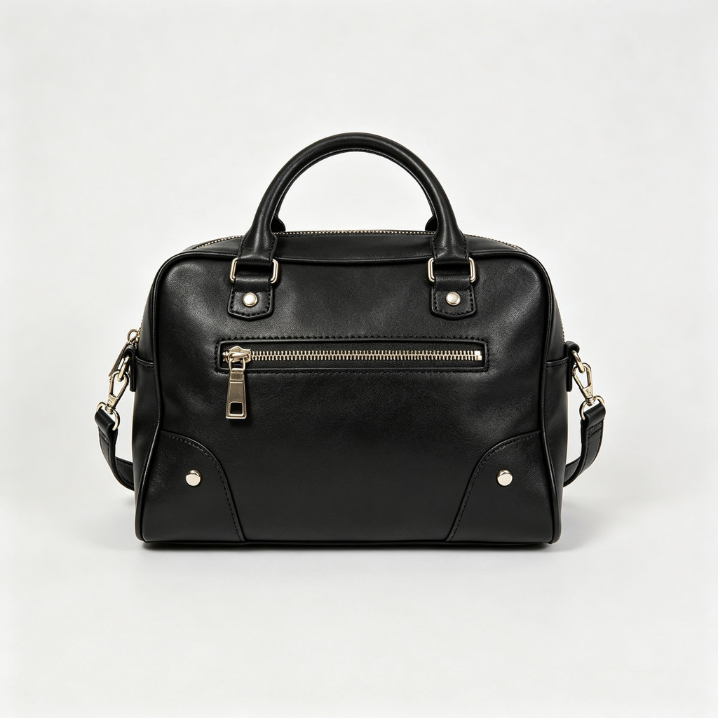 Black Leather Motorcycle Bag - Image 2
