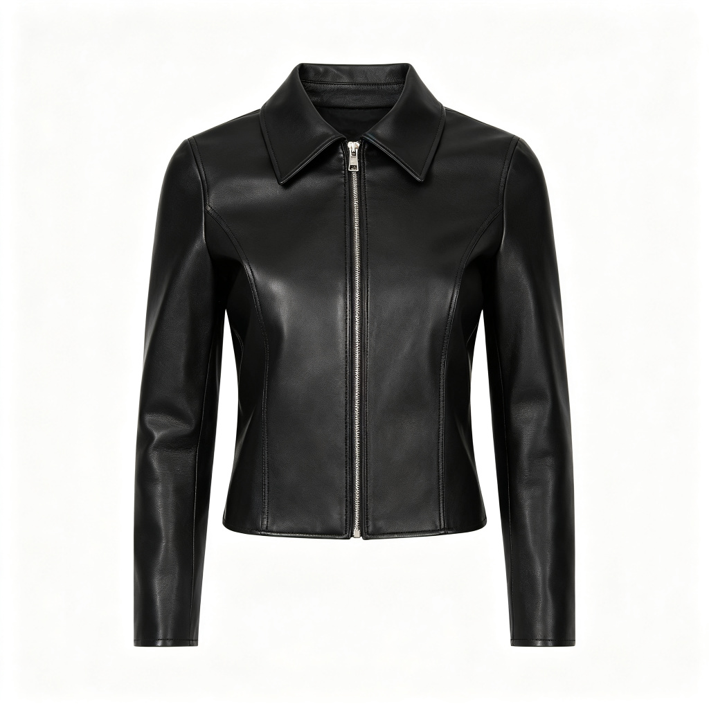 Black Leather Biker Jacket - Image 2