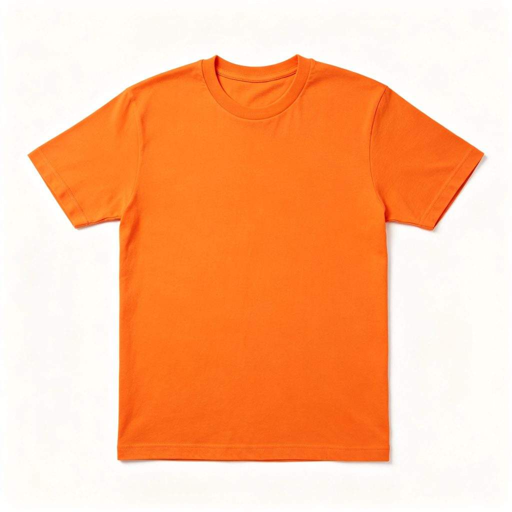 Orange Cotton Crew Neck Short-Sleeve T-Shirt - Image 2