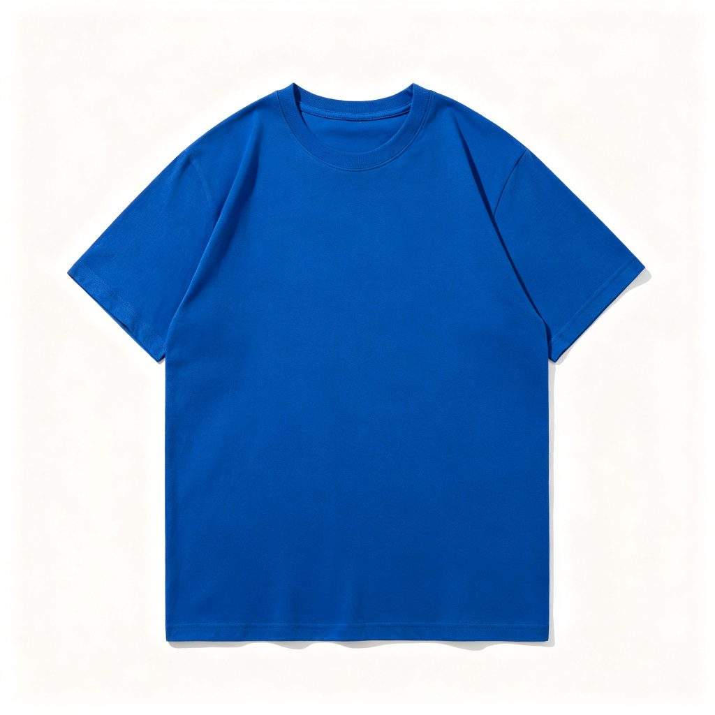 Royal Blue Cotton Crew Neck Short-Sleeve T-Shirt - Image 2