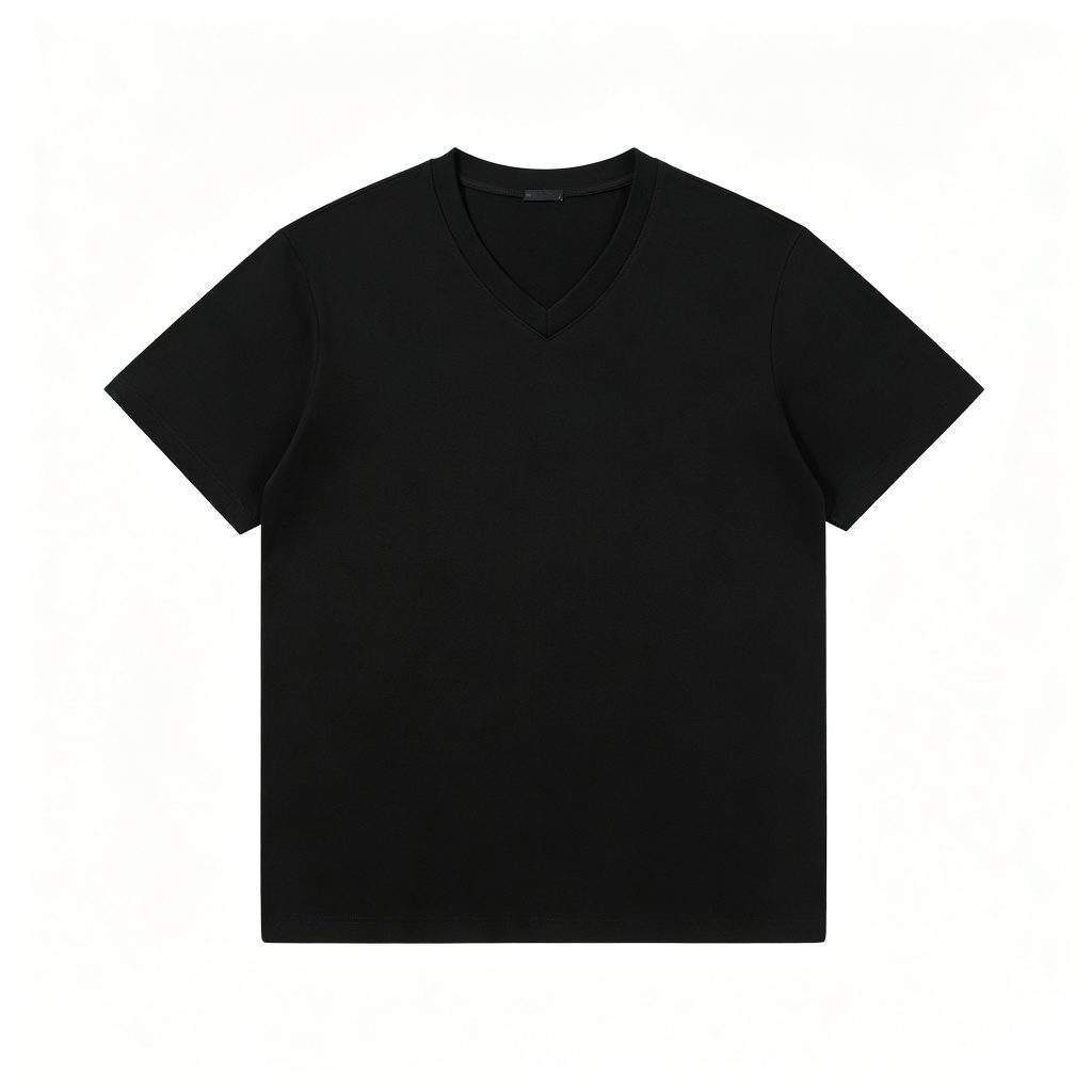 Black V-Neck Short-Sleeve T-Shirt - Image 2