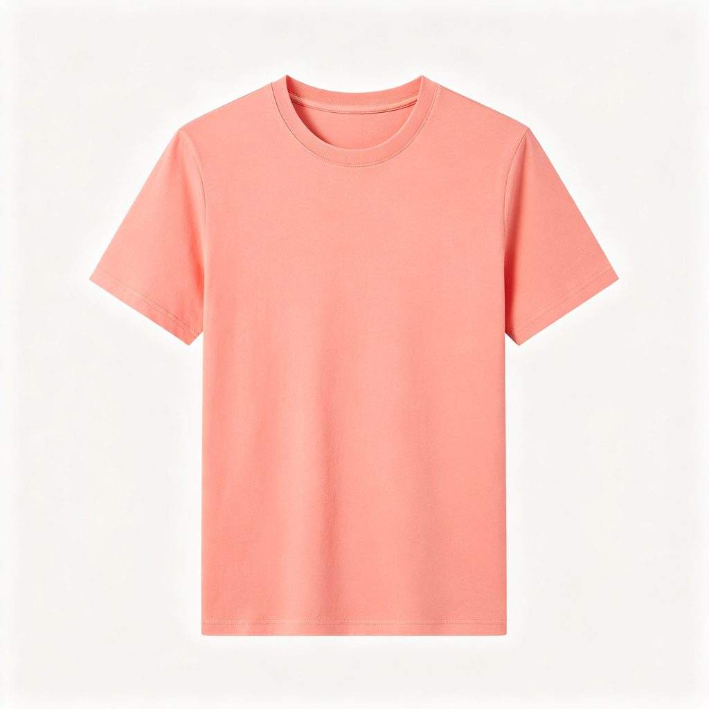 Coral Pink Crew Neck Short-Sleeve T-Shirt - Image 2