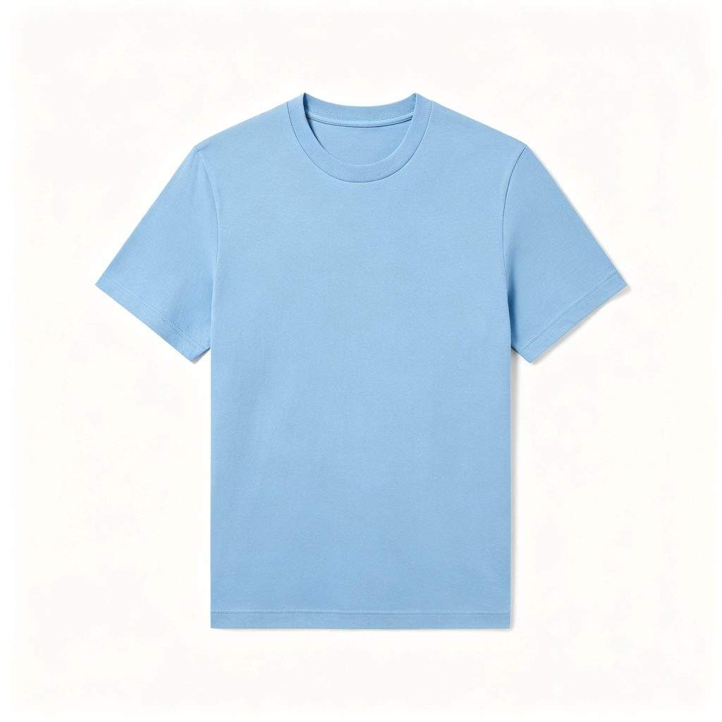 Sky Blue Crew Neck Short-Sleeve T-Shirt - Image 2