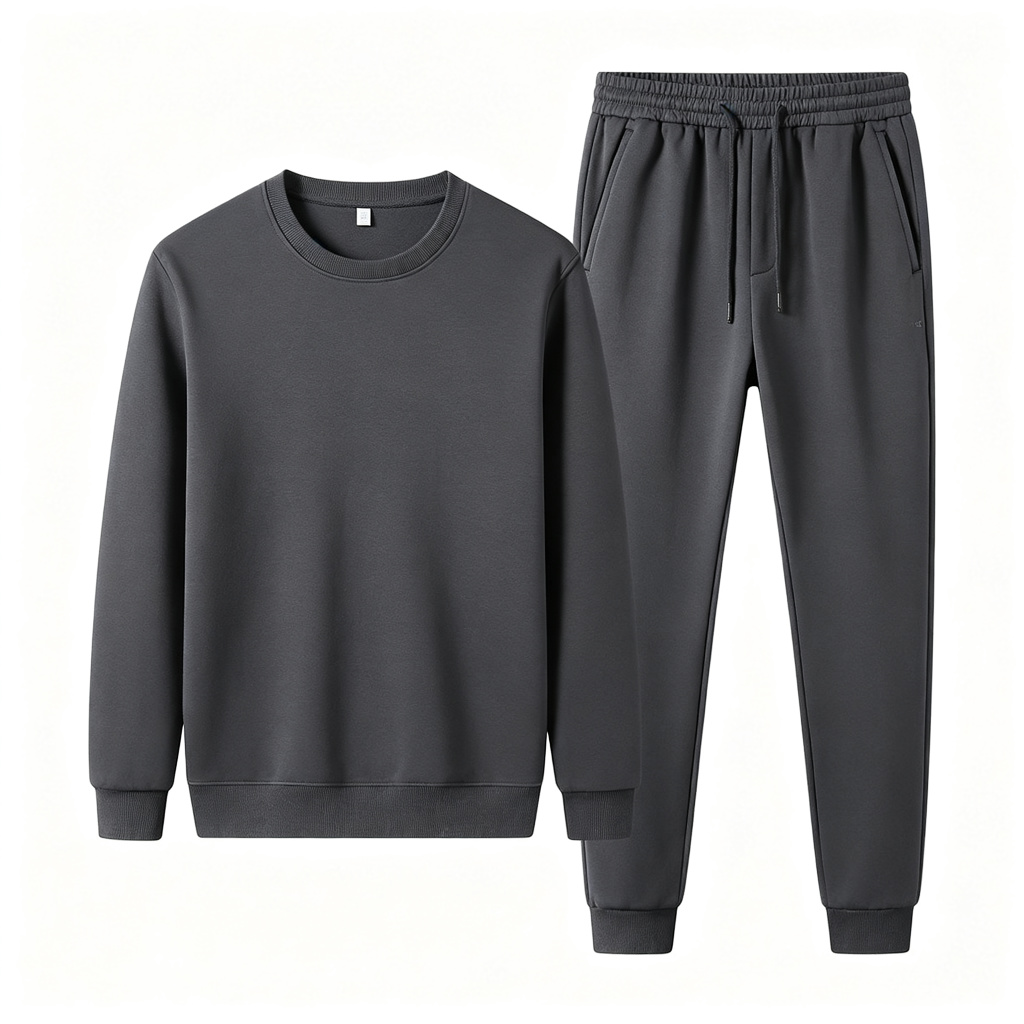 Dark Grey Crew Neck Sweatshirt & Sweatpants Set - Image 2