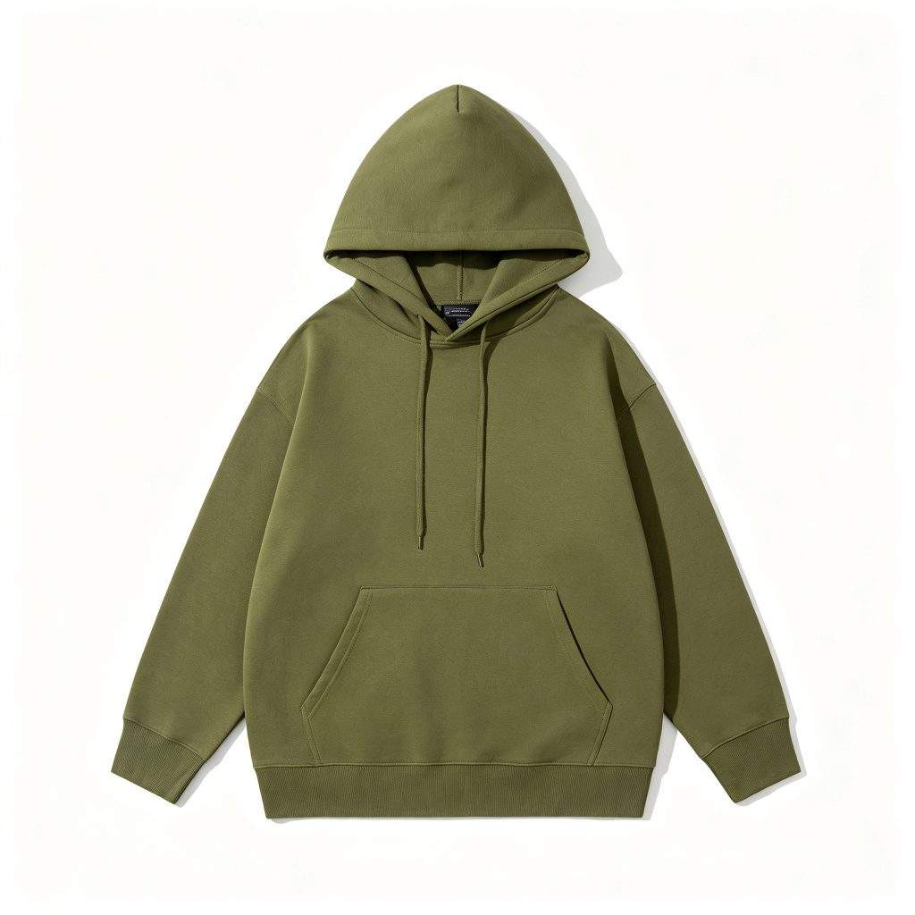 Olive Green Hooded Sweatshirt - Image 2