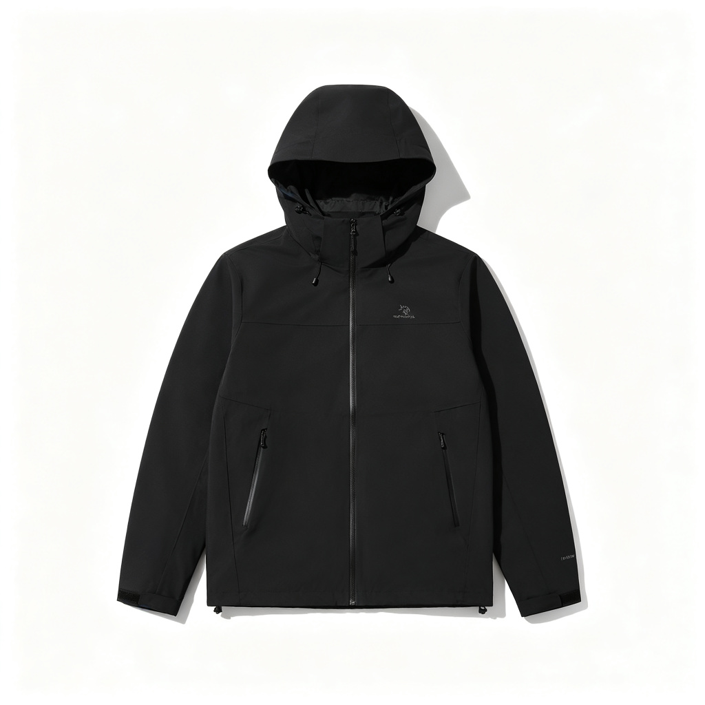 Black Hooded Outdoor Jacket - Image 2