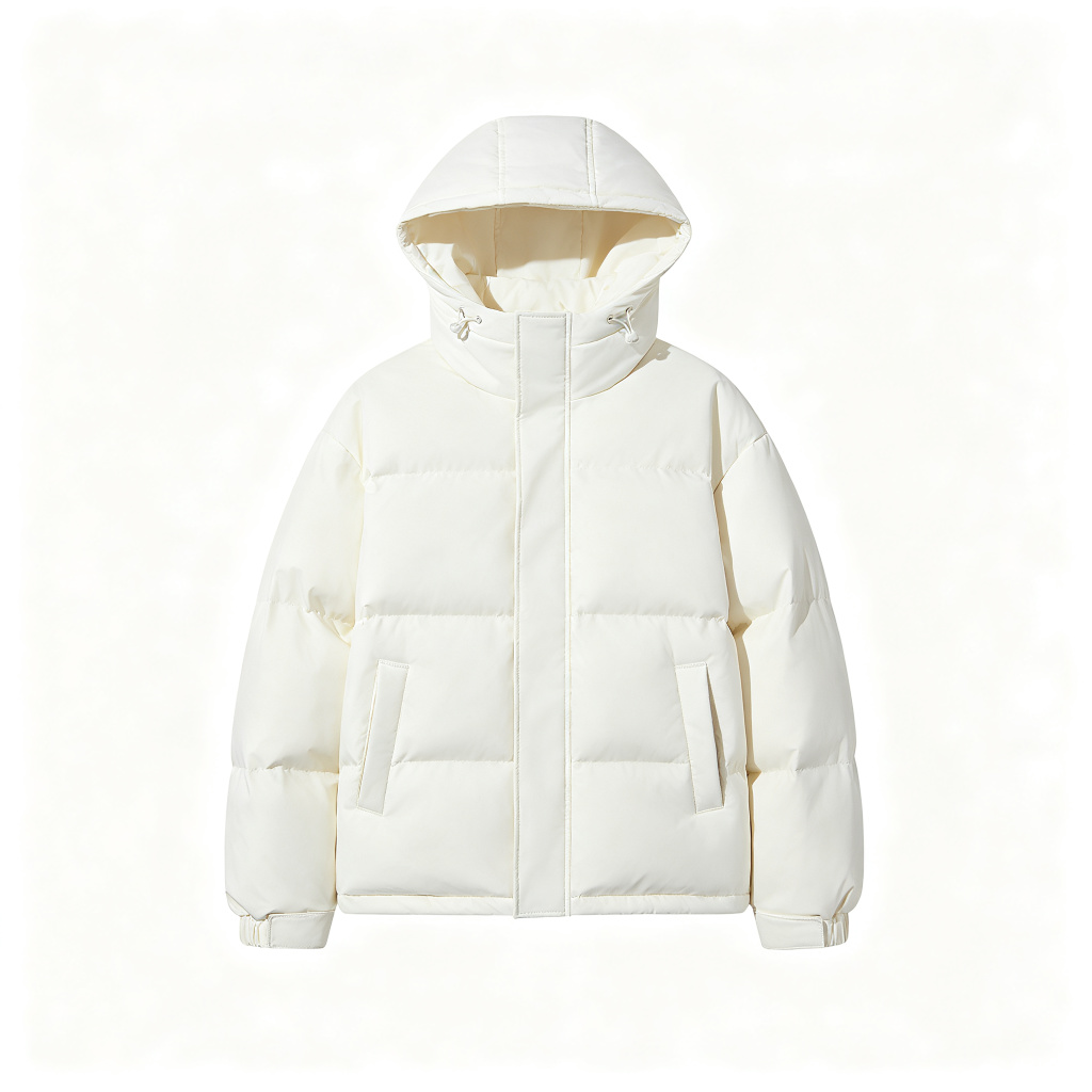 White Hooded Down Jacket - Image 2