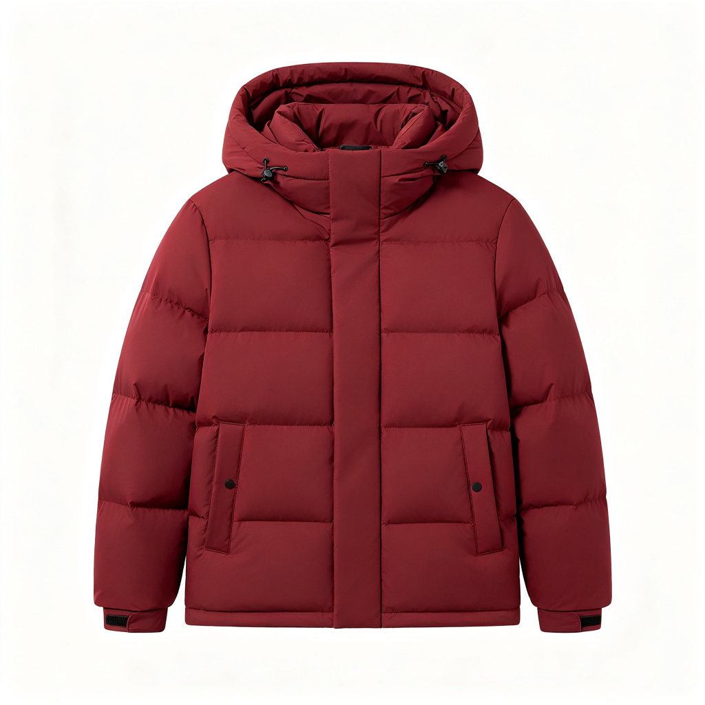 Burgundy Hooded Down Jacket - Image 2