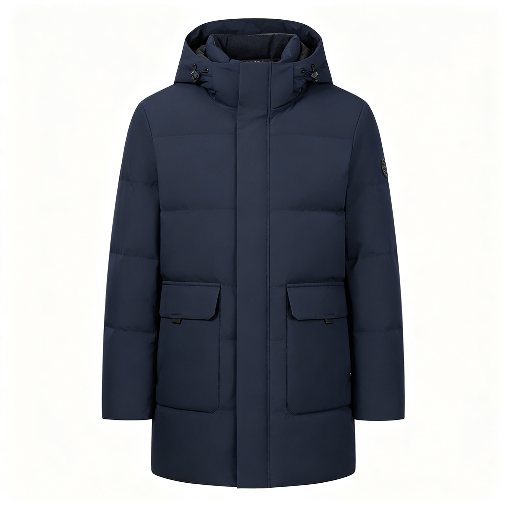 Navy Mid-Length Down Jacket - Image 2