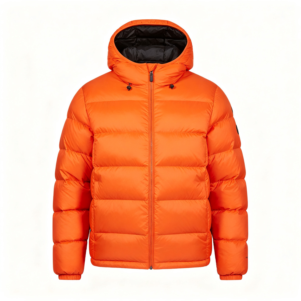 Orange Hooded Down Jacket - Image 2