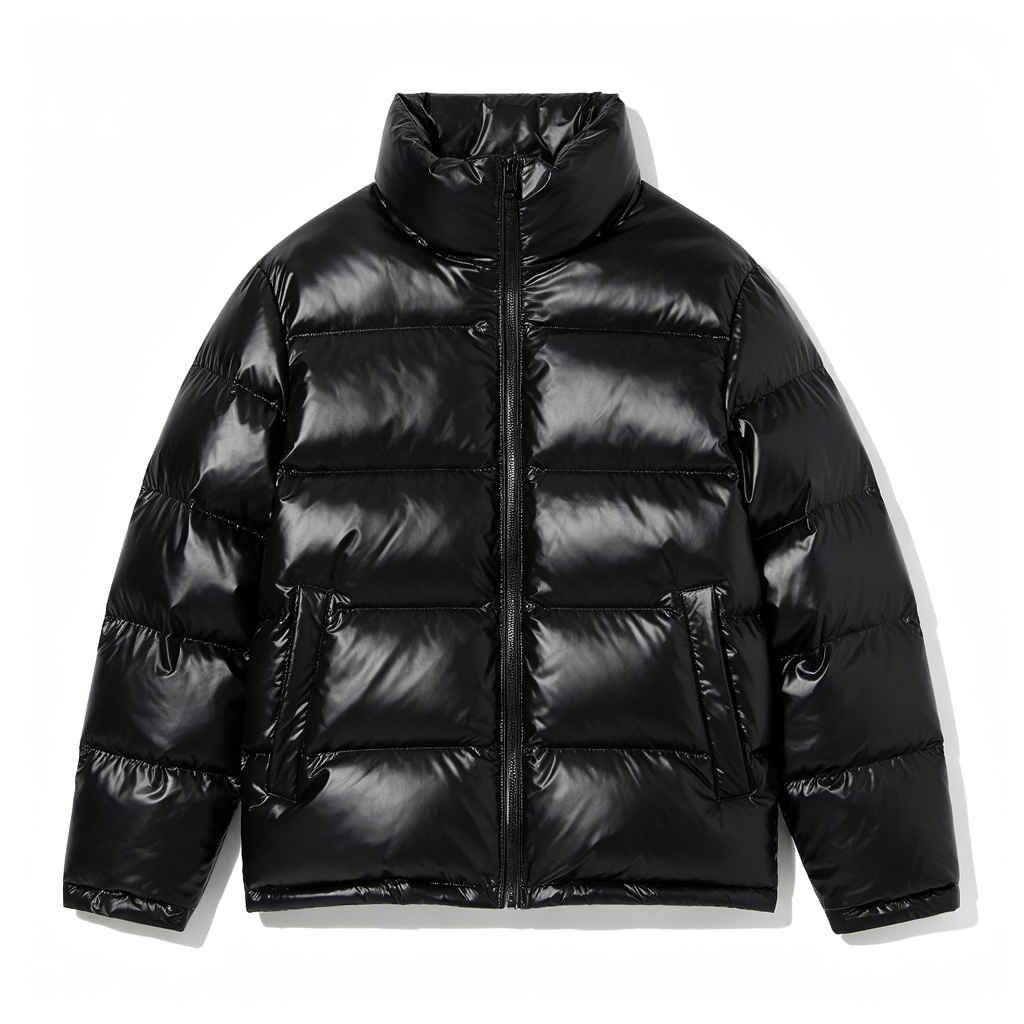 Black Glossy Down Jacket - Image 2