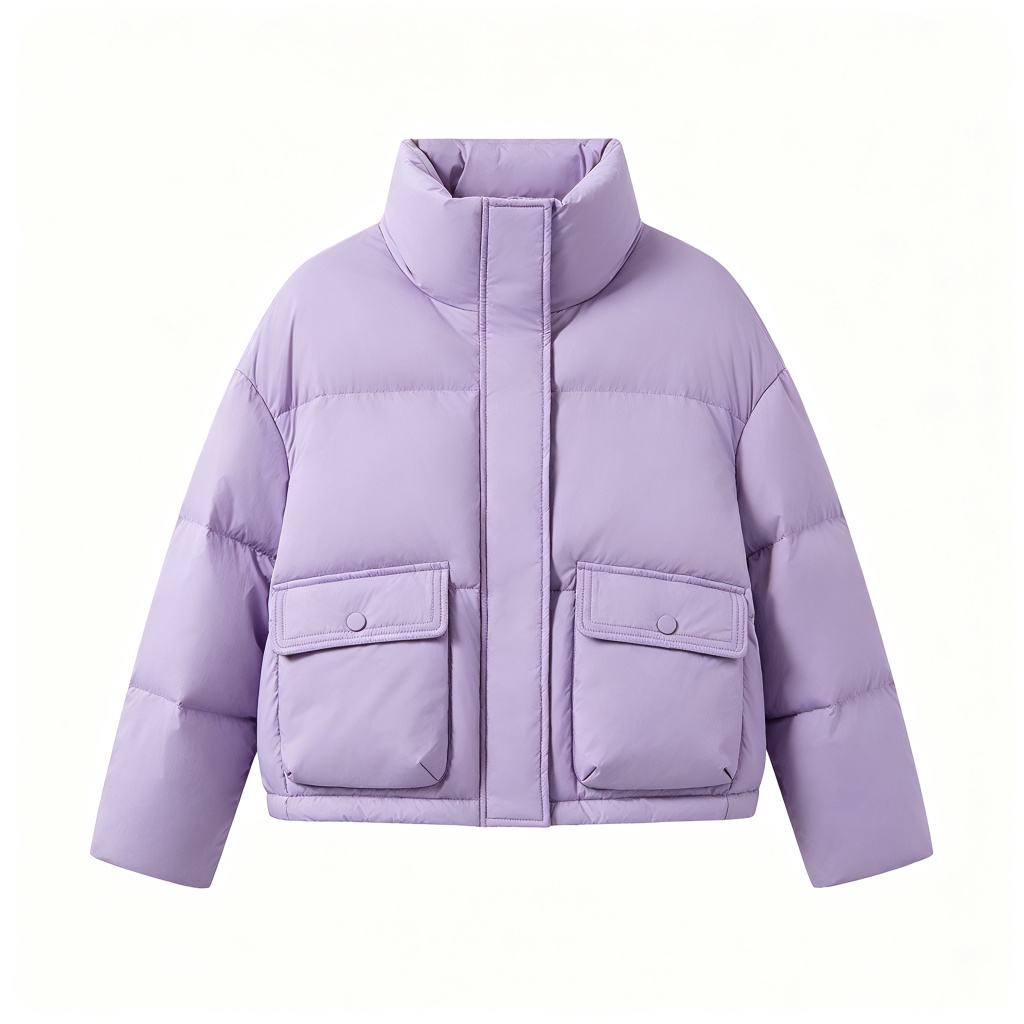 Purple Cropped Down Jacket - Image 2