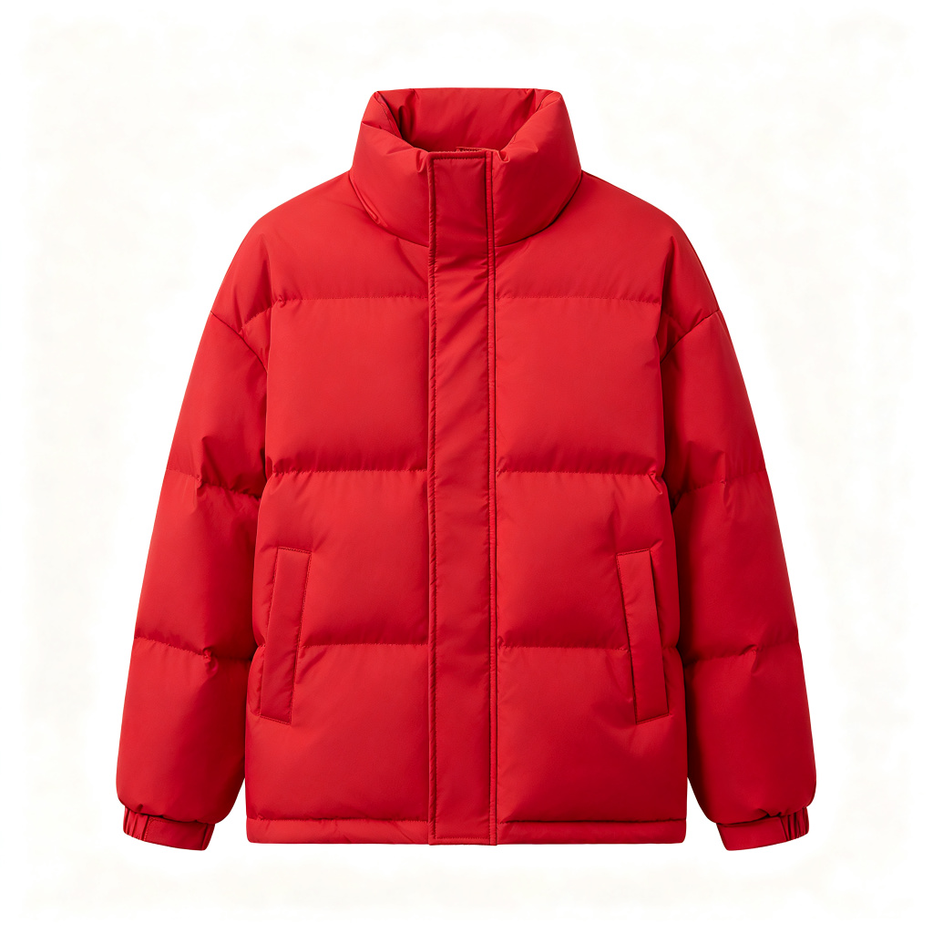 Red Stand Collar Down Jacket - Image 2