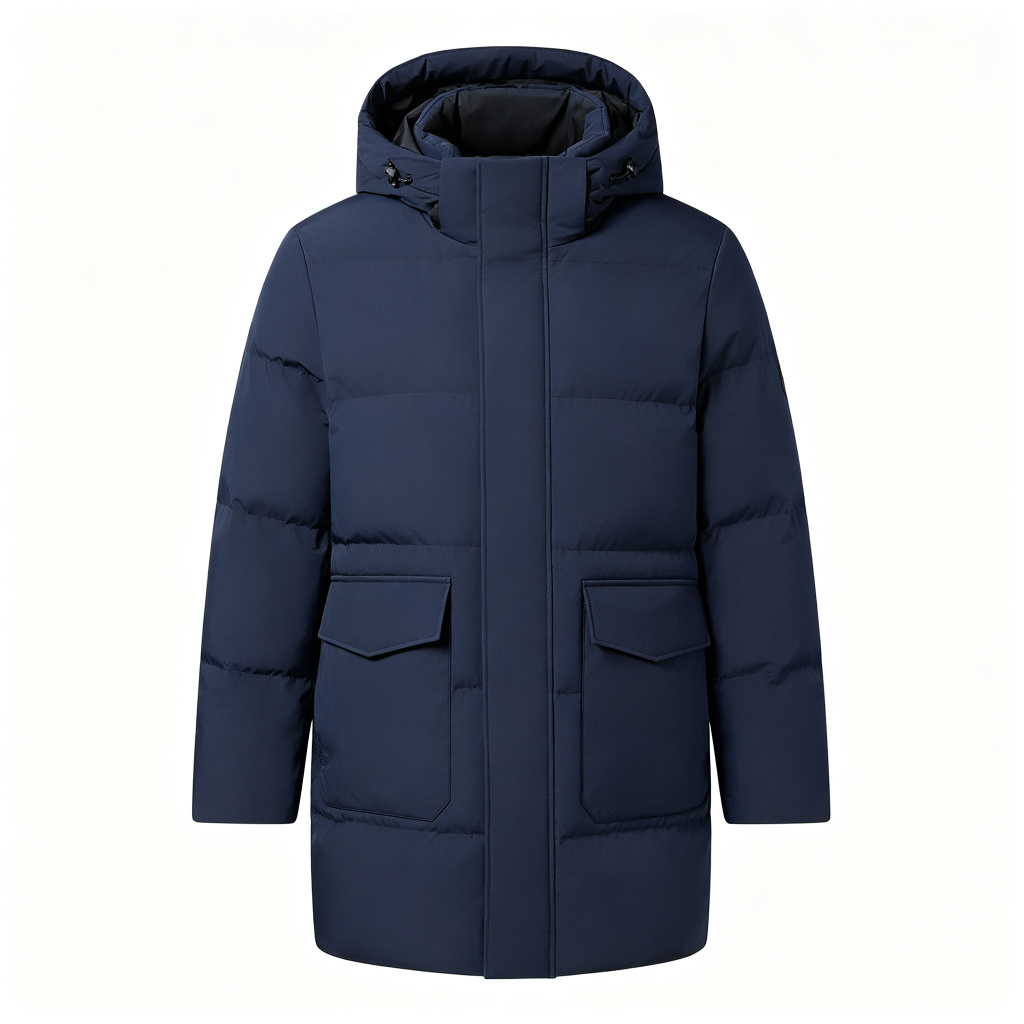 Deep Navy Mid-Length Down Jacket - Image 2