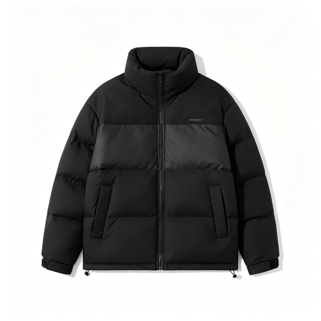 Black Panel Down Jacket - Image 2