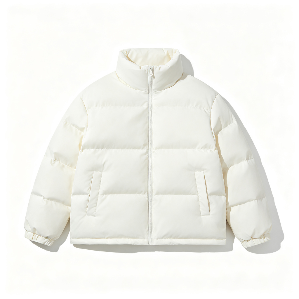 White Stand Collar Down Jacket - Image 2